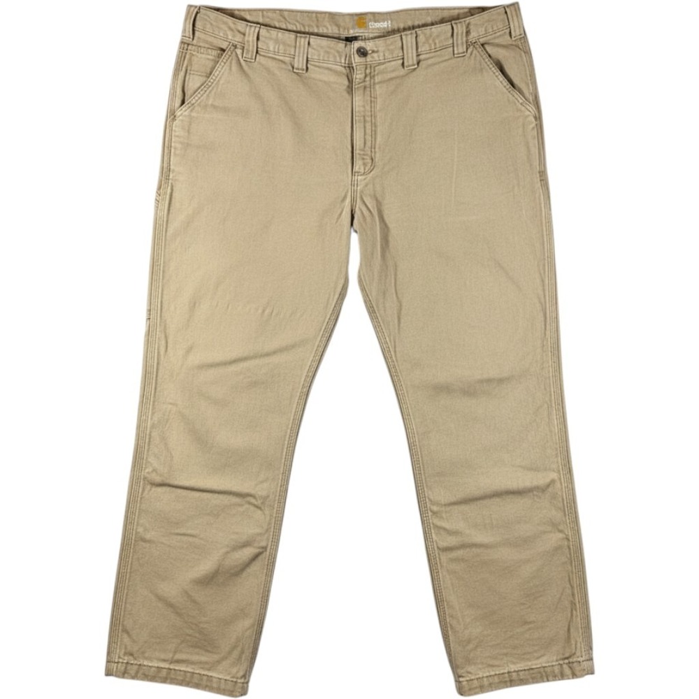Carhartt Relaxed Fit Fleece Lined Canvas Work Pants Tan 44x32 Mens Utility